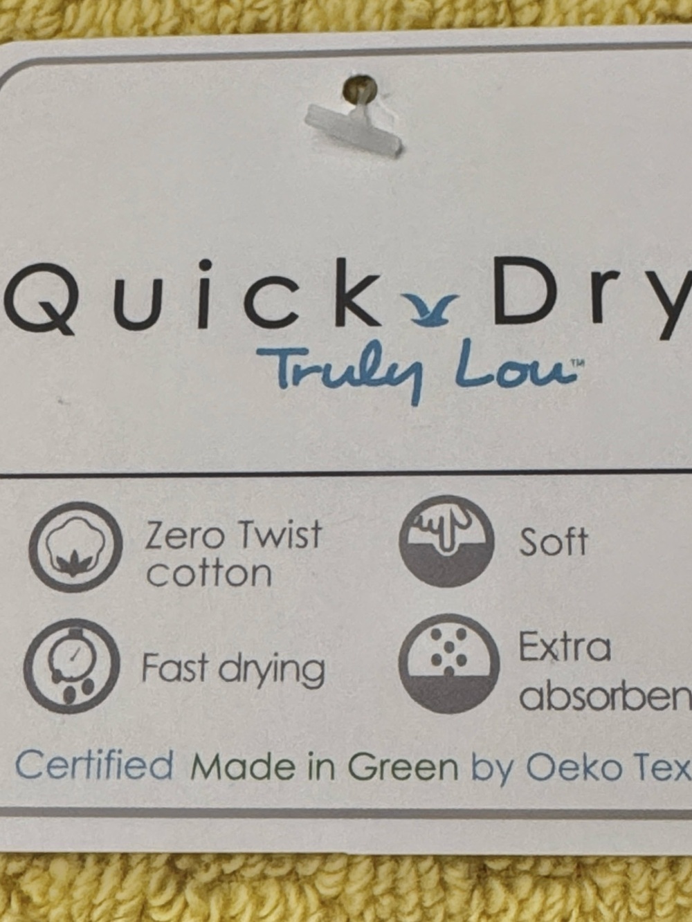 10pc TRULY LOU 100% Cotton Quick Dry Bath Towel Set - Misted Yellow - Picture 5 of 6